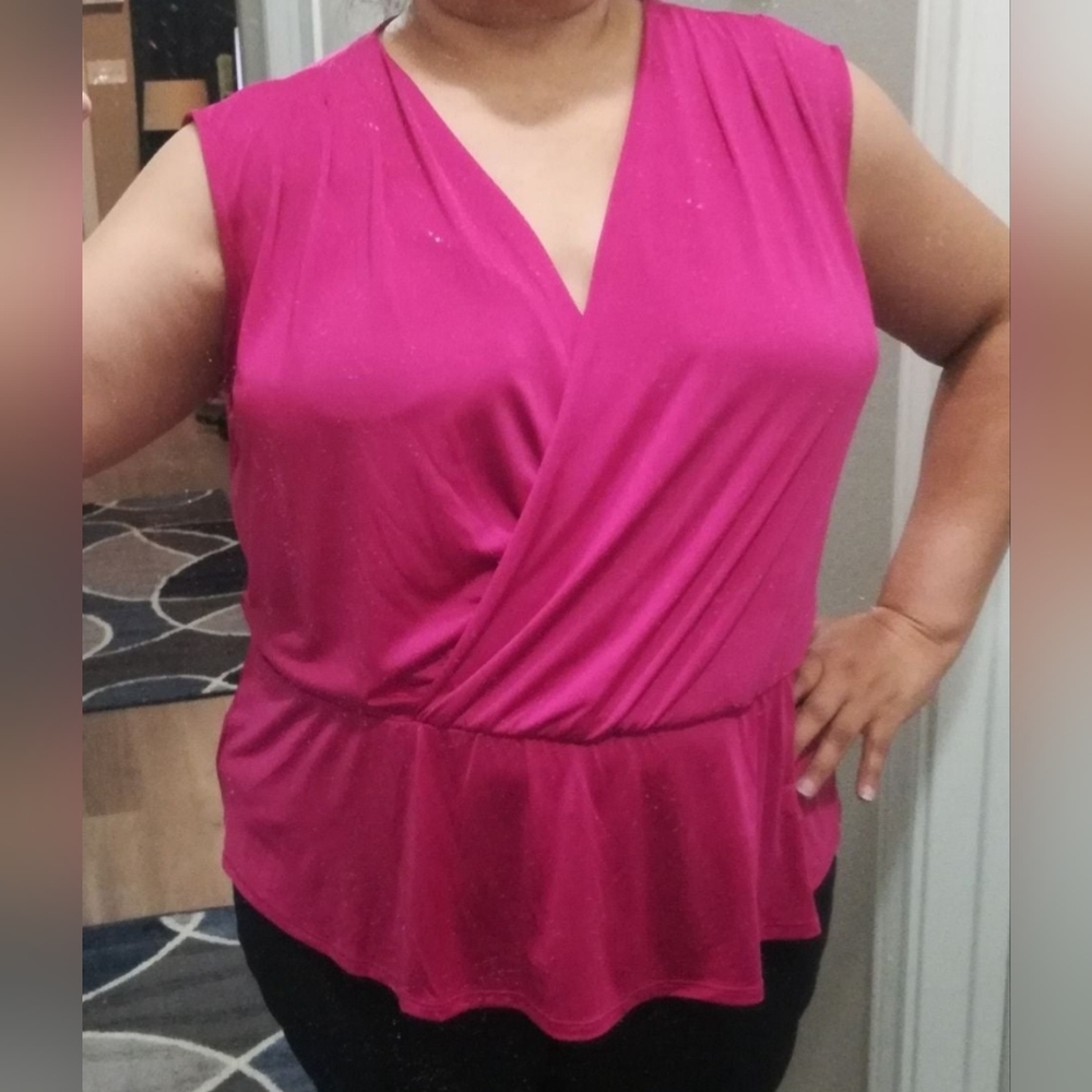 Worthington pink peplum blouse women's size 1X